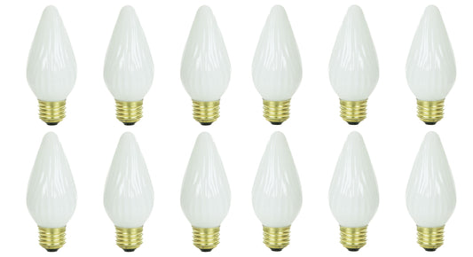 Sunlite 60 Watt Flame Twist Medium Base White, 12-Pack