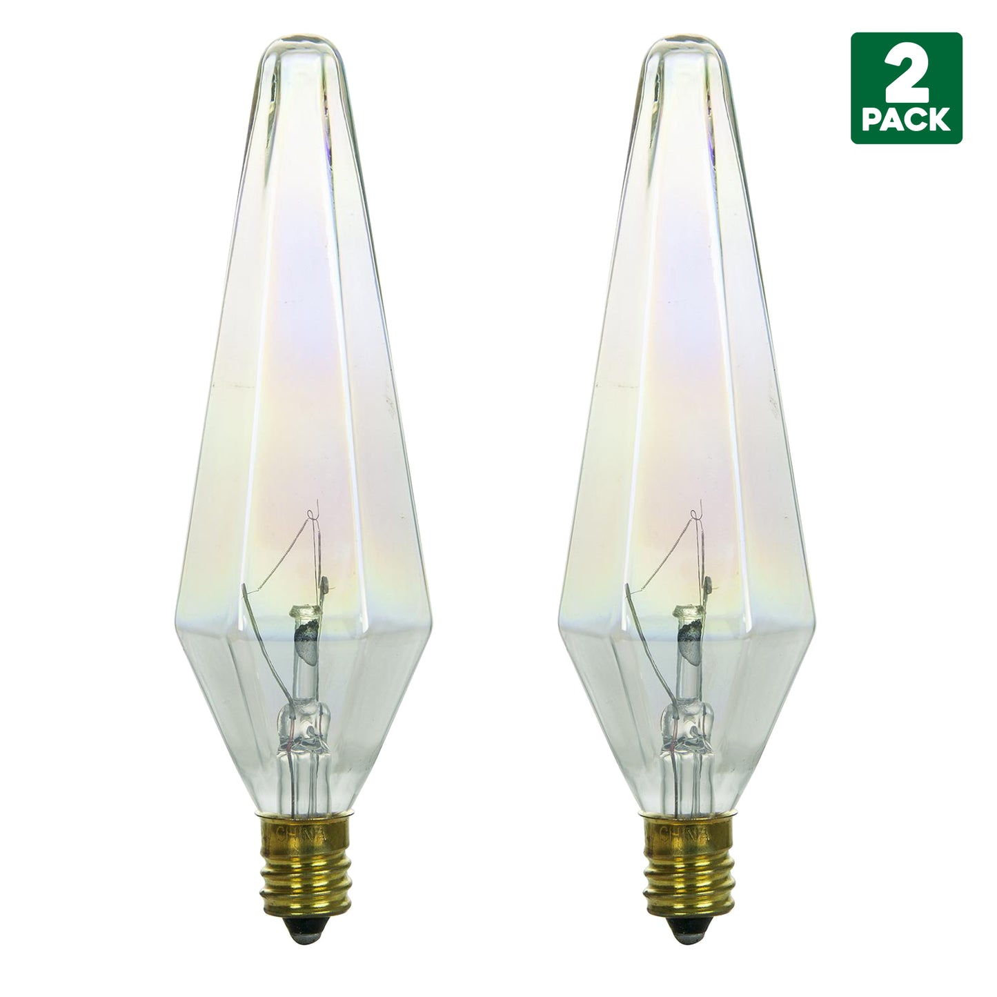 Sunlite 40 Watt Prismlite, Candelabra Base, Auradescent (2-Pack)