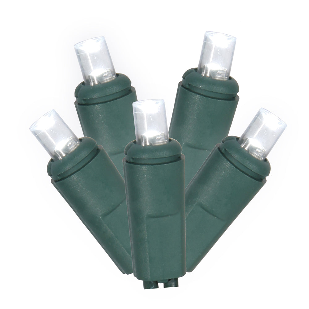 Vickerman 50 Pure White Twinkle Wide Angle LED Light on Green Wire, 25' Light Strand.- 2 Pack