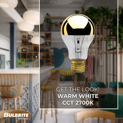 Bulbrite Pack of (6) 60 Watt Dimmable Half Gold A19 Medium (E26) Incandescent Bulb