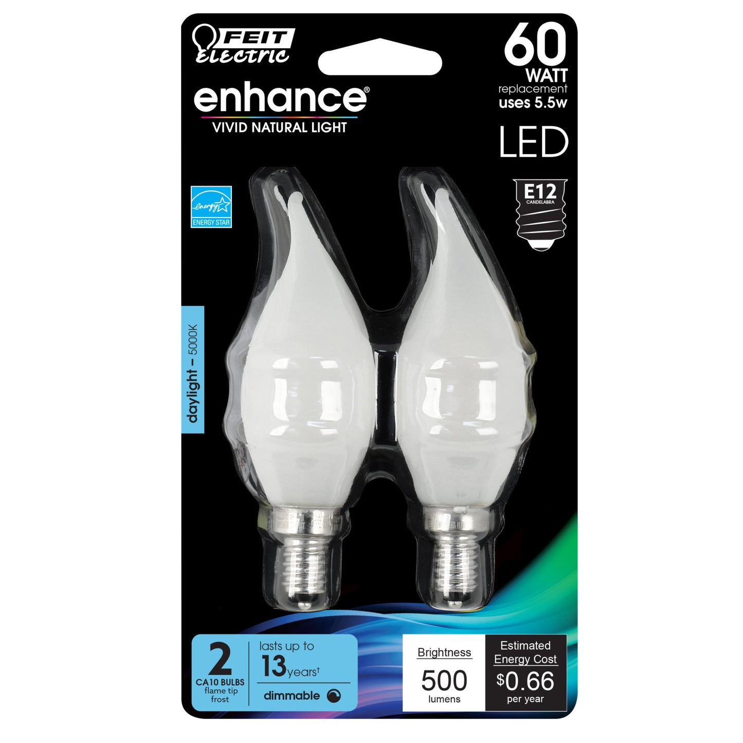 500 Lumen 5000K Dimmable Flame Tip LED