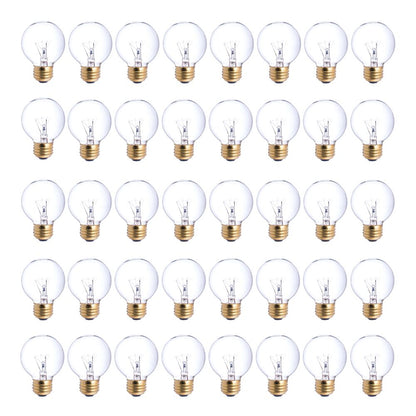 Bulbrite Pack of (40) 25 Watt Dimmable Clear G16.5 Incandescent Light Bulbs with Medium (E26) Base, 2700K Warm White Light