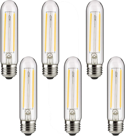 Sunlite 40232 LED Filament T10 Tubular Light Bulb, 2 Watts (25W Equivalent), 160 Lumens, E26 Base, Dimmable, 126mm, 6 Pack 2700K – Warm White