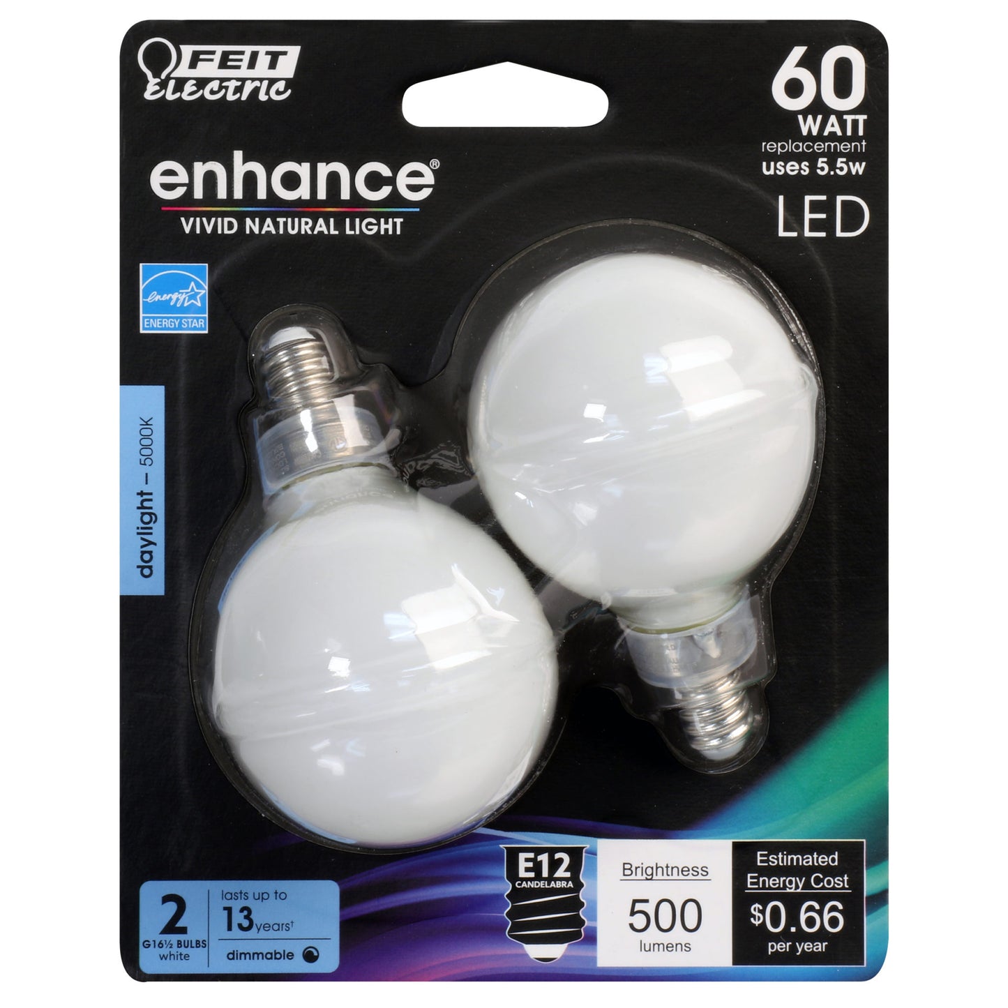 500 Lumen 5000K Dimmable LED G16 1/2