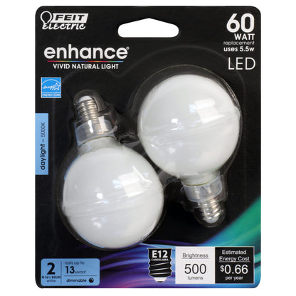 500 Lumen 5000K Dimmable LED G16 1/2