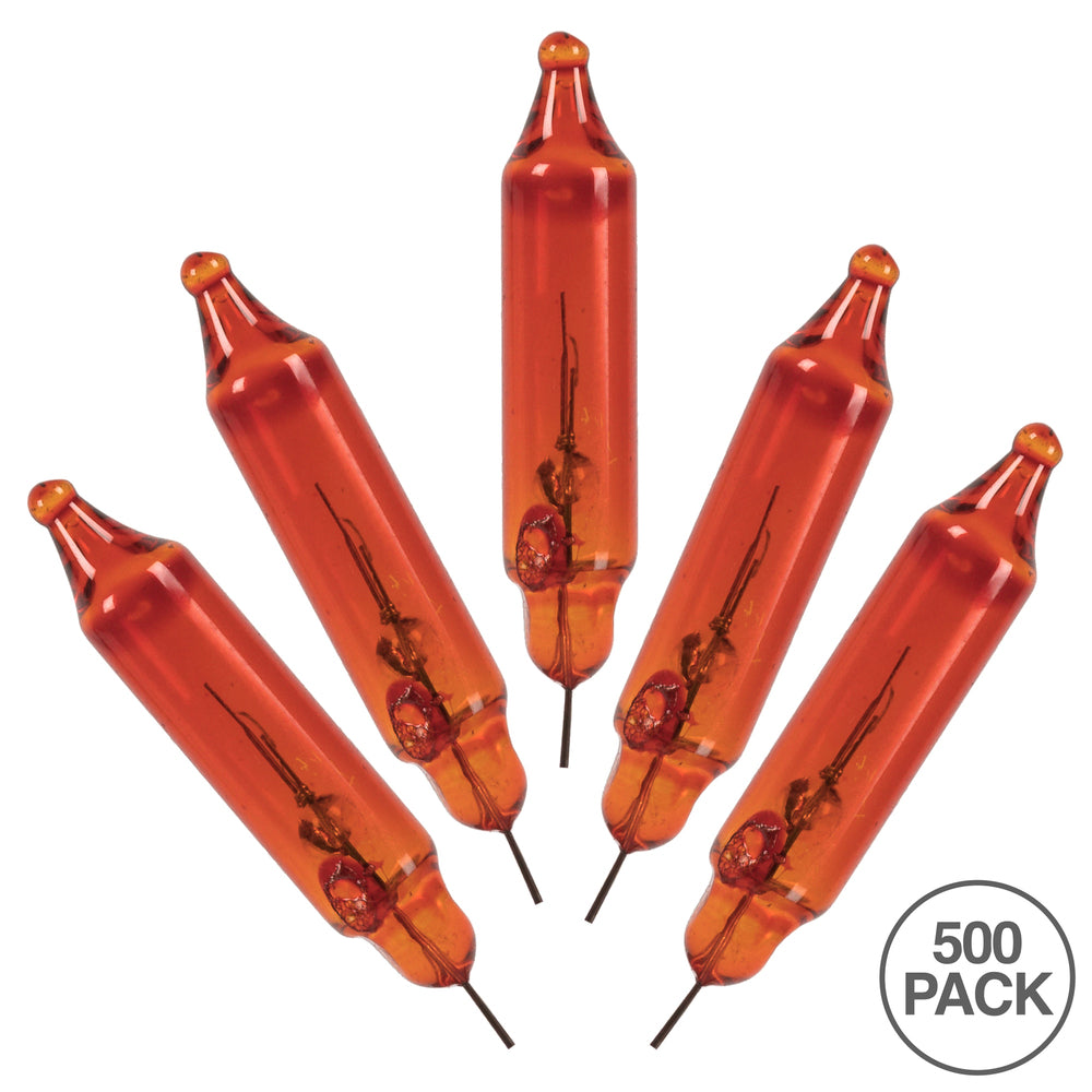 Vickerman Amber Glass Incandescent Mini Bulb with Pinched Base, 3.5 Volt 125mA, 500/Bag- 3 Bags