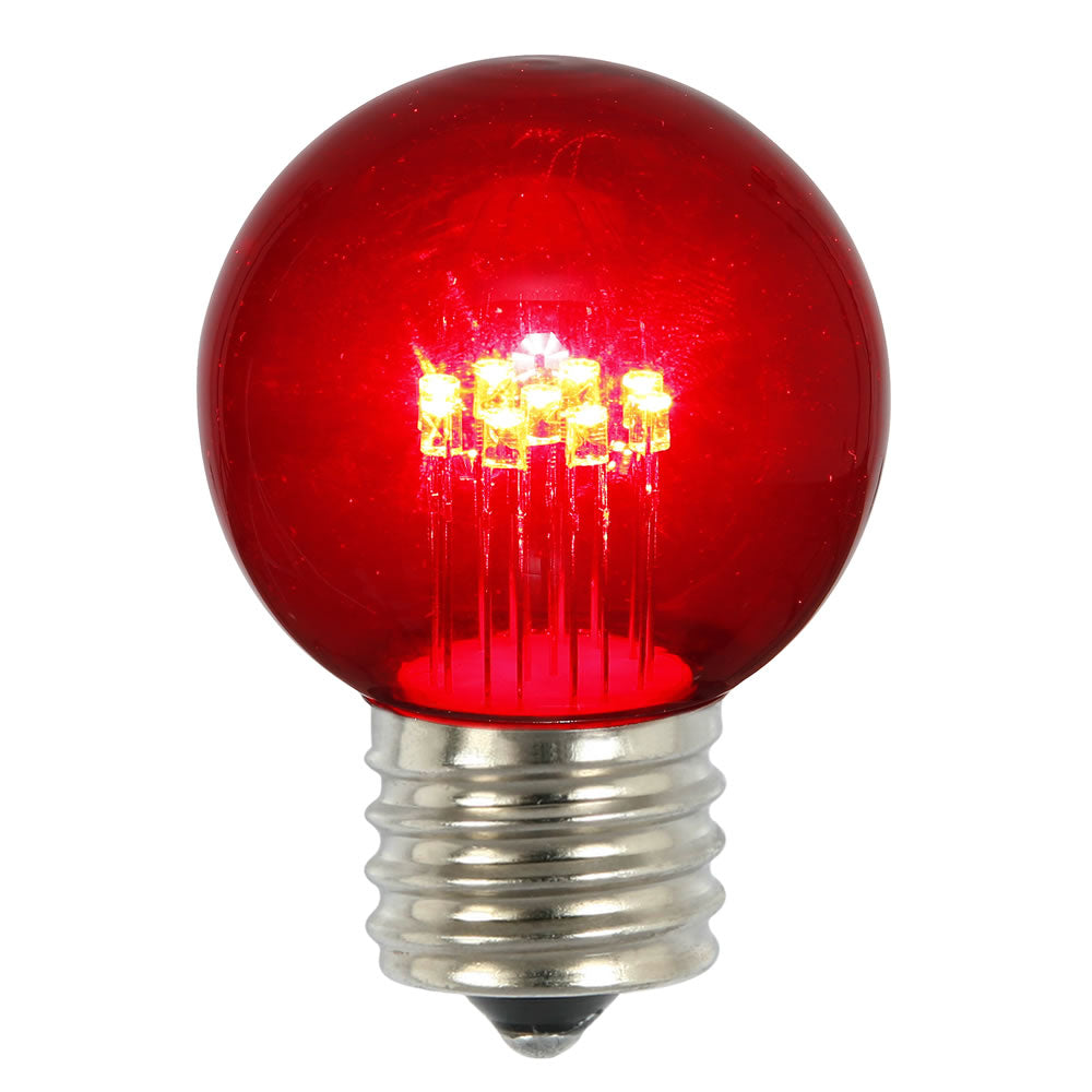Vickerman Red Glass G50 Transparent LED Replacement Bulb, 10 Pack