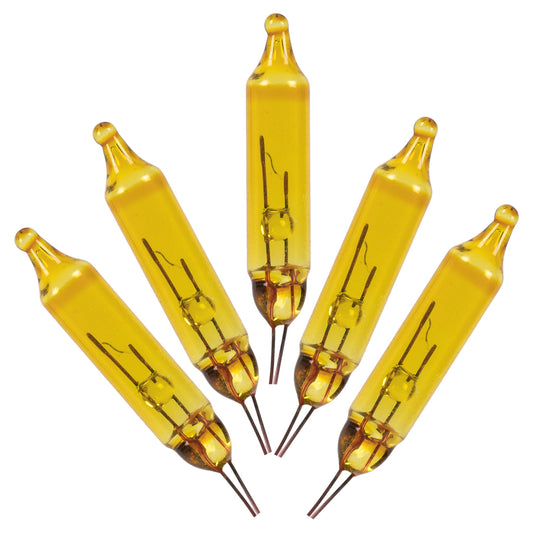 Vickerman Yellow Glass Incandescent Mini Bulb with Pinched Base, 3.5 Volt 125mA, 500/Bag- 3 Bags