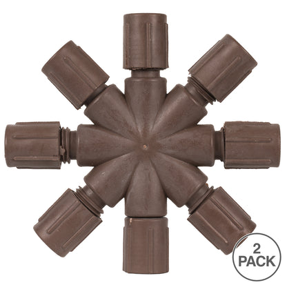 Vickerman Single Mold LED Set Brown Coaxial 8-Way Splitter - 4 Pack, CSA/us Listed.