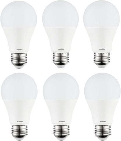 Sunlite 88379-SU LED A19 Standard Light Bulb 9 Watts (60W Equivalent), 800 Lumens, Medium Base (E26), Dimmable, UL Listed, Energy Star, 27K- Warm White, 6 Pack