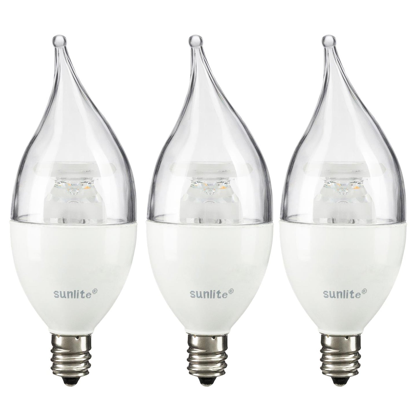 Sunlite LED Flame Tip Chandelier 7W (60W Equivalent) Light Bulbs, Candelabra (E12) Base, 2700K Warm White