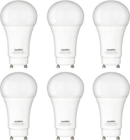 Sunlite 88255 LED A19 Light Bulb 12 Watts (75W Equivalent) 1100 Lumens, GU24 Twist and Lock Base, Dimmable, UL Listed, Energy Star, 4000K Cool White, 6 Pack.
