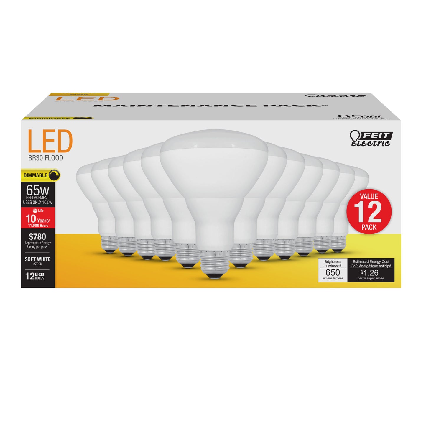 650 Lumen 2700K Dimmable BR30 LED