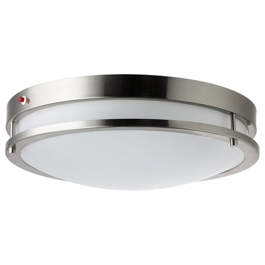 Sunlite LFX/DCO16/BN/24W/SCT/MV/EM 16' Round LED Double Band Fixture CCT Tunable 30K - 50K, Brushed Nickel Finish