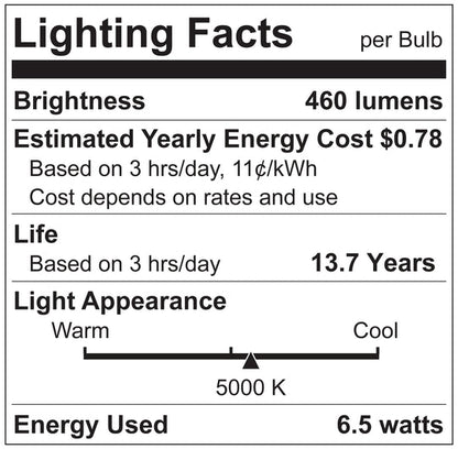 Luxrite LED BR20 Light Bulb, 6.5W, 460 Lumens, 5000K - Bright White, 80 CRI, Frosted White Finish, Dimmable, Pack of 8 (LR31865)