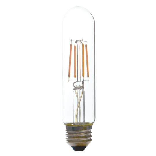 Luxrite LED T10 Filament Tubular Light Bulb, E26 Medium Base, 5W, 3000K - Soft White, 500 Lumens, 80 CRI, Clear Finish, Dimmable, Pack of 7 (LR21627)