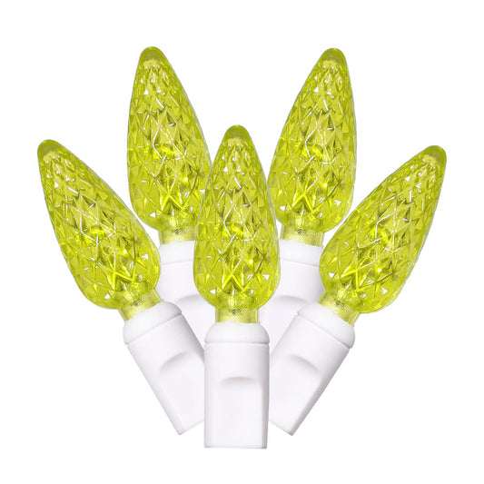Vickerman 50 Lime C6 LED Light on White Wire, 25' Christmas Single Mold Light Strand- 2 Pack