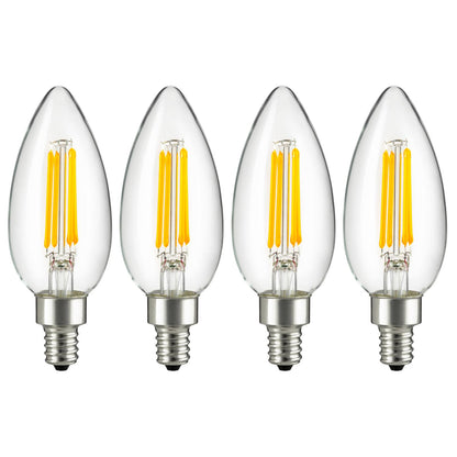 Sunlite LED Vintage Chandelier 4W (40W Equivalent) Light Bulb Candelabra (E12) Base, Warm White