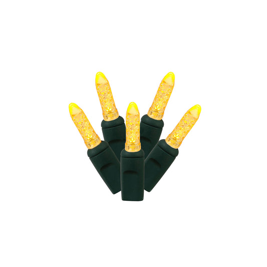 Vickerman 70 Yellow M5 Faceted LED Light on Green Wire, 4 Spacing x 24' Long Christmas Light Strand- 2 Pack