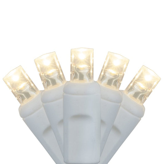 50-LITE 6" SPACING RECTIFIED 5MM CONICAL LED LIGHT SET; WARM WHITE BULBS; WHITE WIRE; POLYBAG, Approx. 25' Long