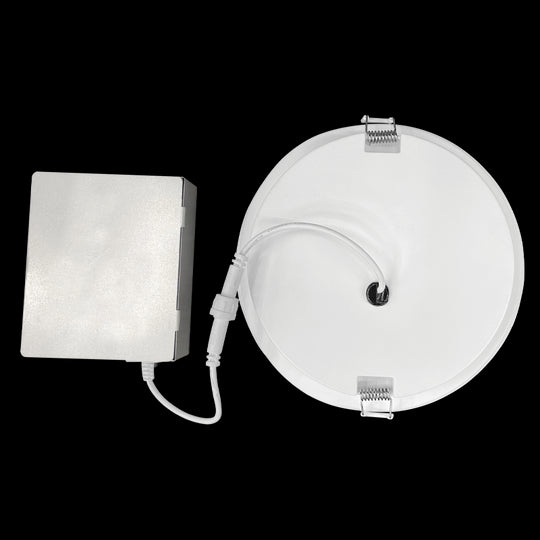 Luxrite LED 6" Mini Panel High Output Round Gimbal Canless Wafer Spotlight, 15W, 1400 Lumens, Color Selectable - 2700K/3000K/3500K/4000K/5000K, 80 CRI, White Finish, Dimmable (LR23746)