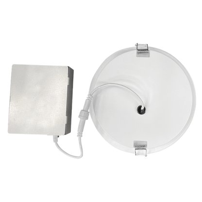 Luxrite LED 6" Mini Panel High Output Round Gimbal Canless Wafer Spotlight, 15W, 1400 Lumens, Color Selectable - 2700K/3000K/3500K/4000K/5000K, 80 CRI, White Finish, Dimmable, Pack of 2 (LR23746)