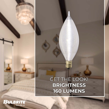 Bulbrite Spunlite 25 Watt Dimmable C11 Incandescent Light Bulbs with Candelabra (E12) Base, Satin Finish, Pack of 25