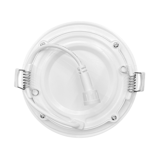 Luxrite LED 4" Mini Panel High Output Round Smooth Canless Wafer Spotlight, 12W, 950 Lumens, Color Selectable - 2700K/3000K/3500K/4000K/5000K, 80 CRI, White Finish, Dimmable, Pack of 2 (LR23741)