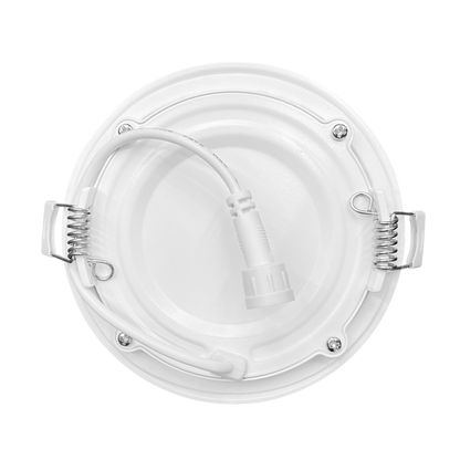 Luxrite LED 4" Mini Panel High Output Round Smooth Canless Wafer Spotlight, 12W, 950 Lumens, Color Selectable - 2700K/3000K/3500K/4000K/5000K, 80 CRI, White Finish, Dimmable, Pack of 2 (LR23741)