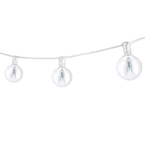 Bulbrite STRING15/E12/WHITE-G16KT Outdoor Mini String Light w/Incandescent G16 Globe Bulbs, 25-Feet, 15 Lights Sockets, White