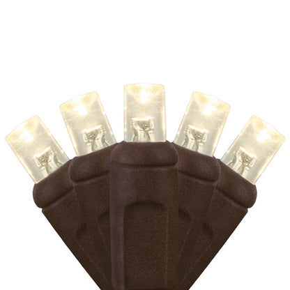 20-LITE RECTIFIED 5MM CONICAL LED LIGHT SET; WARM WHITE BULBS; BROWN WIRE, Approx. 5' Long