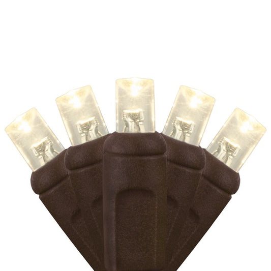 20-LITE RECTIFIED 5MM CONICAL LED LIGHT SET; WARM WHITE BULBS; BROWN WIRE, Approx. 5' Long