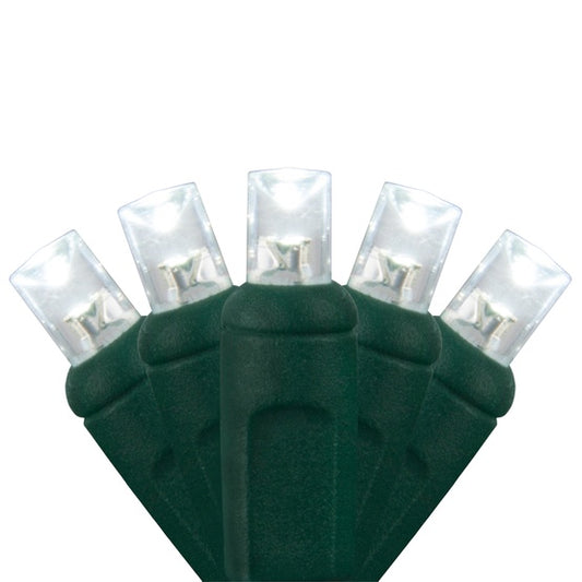 SUPER STROBE 50-LITE 4" SPACING 5MM LED LIGHT SET; PURE WHITE BULBS; GREEN WIRE, Approx. 17'4" Long