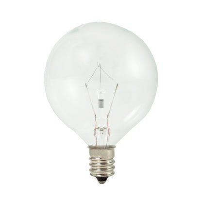 Bulbrite KR40G16CL 40 Watt Krystal Touch Dimmable Krypton G16 Globe Bulb, Candelabra Base, Clear