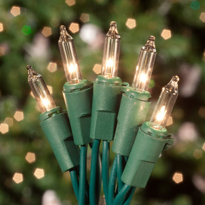 Clear Christmas Tree Mini Lights, 200 Lights, T1 3/4 Shaped, 42 Foot, Green Wire, Steady Burning and Flashing