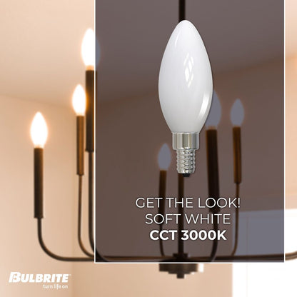 Bulbrite LED Filament Bulb, Milky Finish, 3000K, Fully Compatible Dimming, 4.5 Watts, E12 Candelabra Base, 400 Lumens, 120V, Soft White Light 48-Pack