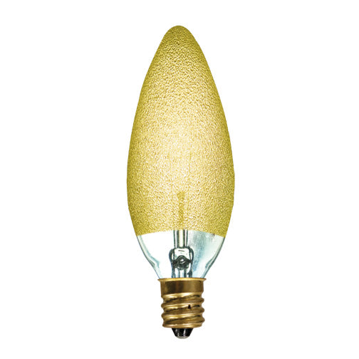 Bulbrite 25B10/ICE Crystal Collection 25 Watt Incandescent B10 Chandelier Bulb, Ice Finish, Candelabra Base, Amber