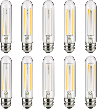 Sunlite LED Filament T10 Tubular Light Bulb, 2 Watts (25W Equivalent), 160 Lumens, Medium E26 Base, 120 Volts, Dimmable, 90 CRI, UL Listed, Clear, 4000K Cool White, 10 Pack