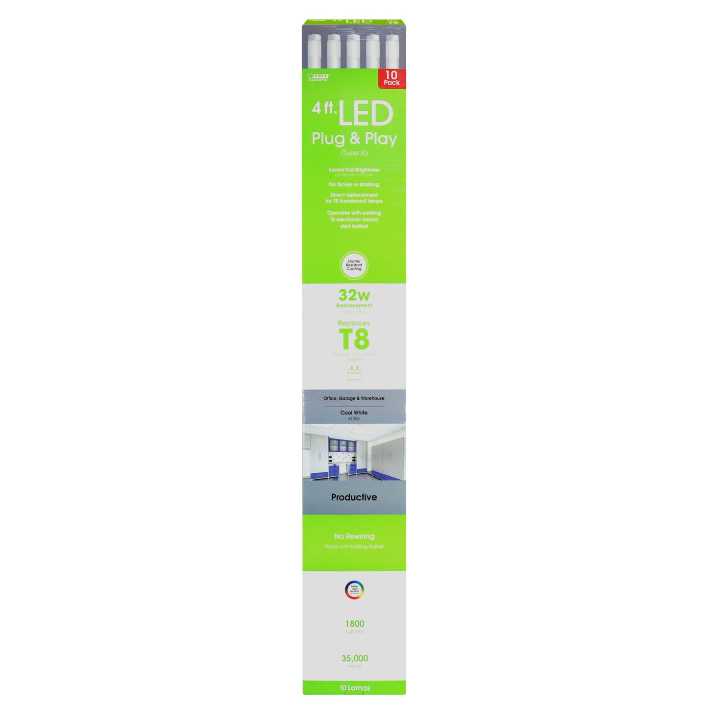 4 ft. T8 Plug & Play LED (10-Pack)