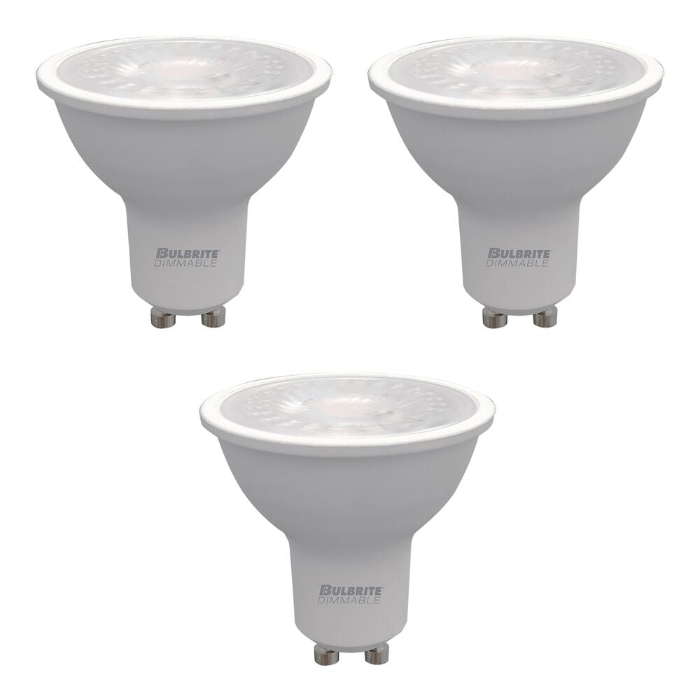 Bulbrite Pack of (3) 5.5 Watt Dimmable Flood PAR16 Twist & Lock Bi-Pin (GU10) LED Bulb - 420 Lumens, 3000K, and 90 CRI