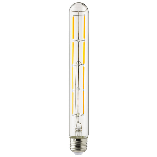 Sunlite 80621 LED Filament T10 Tubular Light Bulb, 6 Watts (60W Equivalent), 570 Lumens, Medium E26 Base, 120 Volts, Dimmable, 90 CRI, UL Listed, Clear, Title-20 Compliant, 2700K Soft White