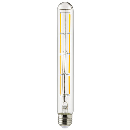 Sunlite 80621 LED Filament T10 Tubular Light Bulb, 6 Watts (60W Equivalent), 570 Lumens, Medium E26 Base, 120 Volts, Dimmable, 90 CRI, UL Listed, Clear, Title-20 Compliant, 2700K Soft White - 10 Pack