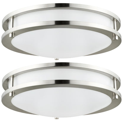 Sunlite Round Decorative LED Fixture, Steel Body, Brushed Nickel, Flush Mount, 24 Watt, 16" Diameter, 35,000 Hour Lamp Life, Energy Star Rated, Dimmable, 1800 Lumens, Cool White