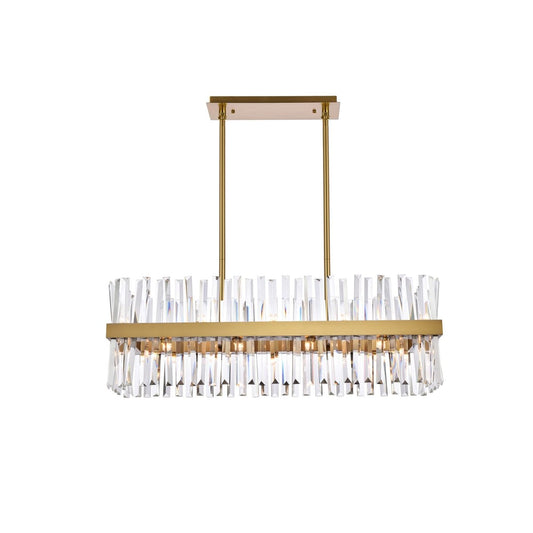 20-Light Satin Gold Pendant Lamp Clear Crystal