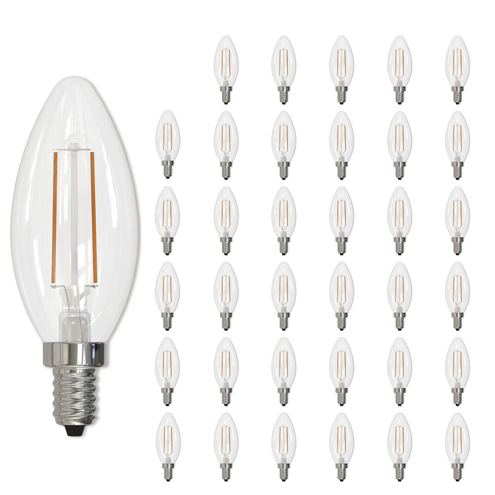 Bulbrite LED Filament B11 Dimmable Candelabra Screw Base (E12) Light Bulb 40 Watt Equivalent 2700K, Clear 36-Pack