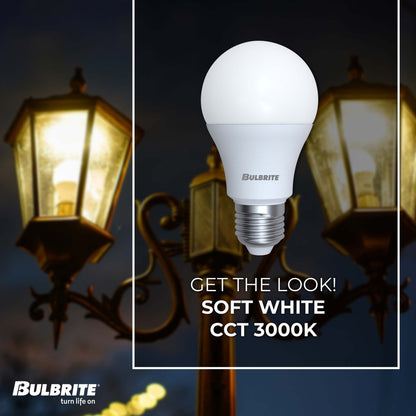 Bulbrite Dusk to Dawn Pack of (4) 9 Watt A19 LED Light Bulb with Frosted Glass Finish and Medium (E26) Base - 3000K (Soft White Light), 800 Lumens