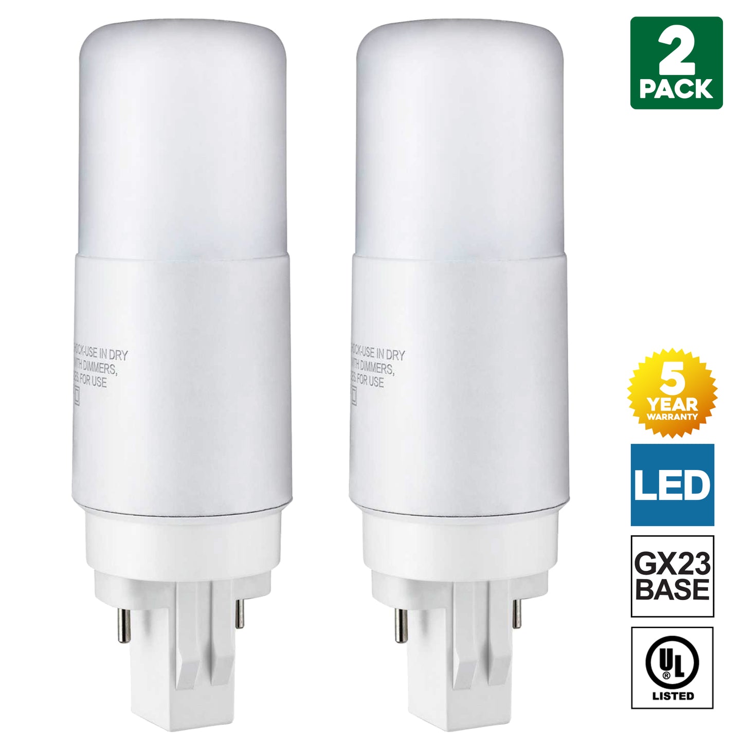 Sunlite GX23 LED Bulb, 2-Pin PLV, 7 Watt, Cool White (4000K), Full 360 Degree Illumination, 13 Watt CFL Replacement (Ballast Bypass Required)