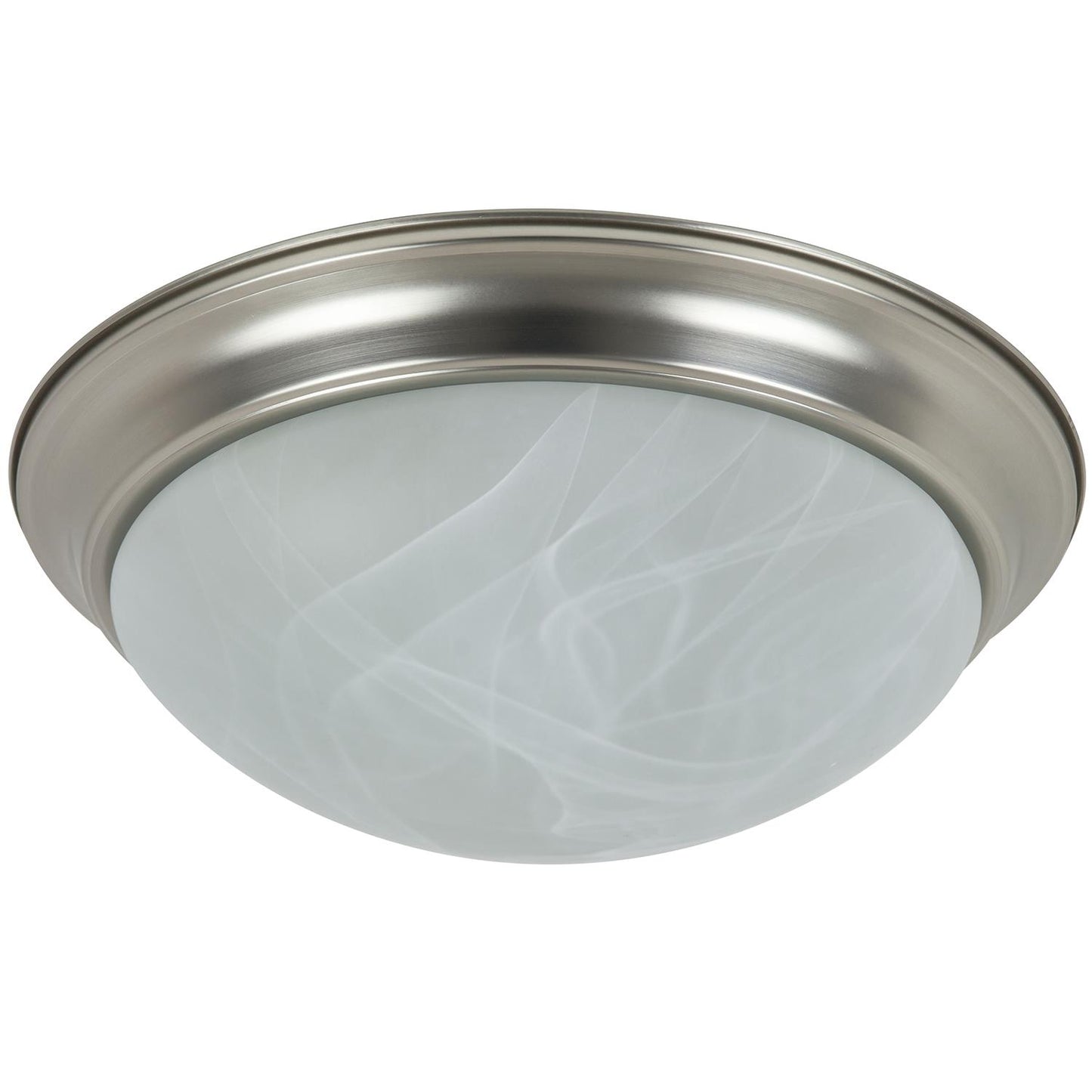 15.5 Inch Energy Saving Dome Fixture Brushed Nickel Finish Alabaster Glass