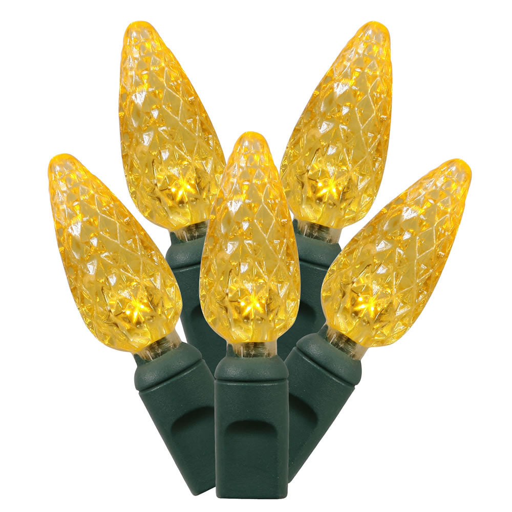 Vickerman 50 Yellow C6 LED Light on Green Wire, 25' Christmas Single Mold Light Strand- 2 Pack