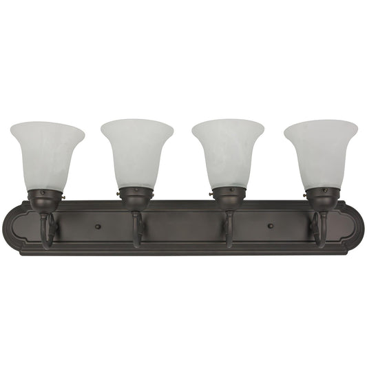 Sunlite 4 Lamp Vanity Decorative Sconce Fixture, Dusted Brown Finish, Alabaster Glass